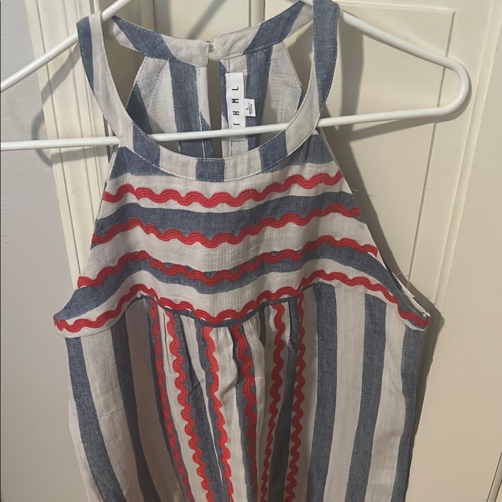 THML Blue and White Striped Halter Top with Red Detail - Picture 4 of 4